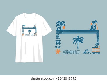 summer concept tee print design as vector