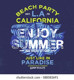 summer concept vector graphic design for tee print