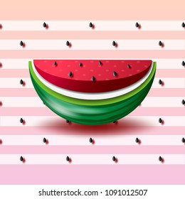 Summer concept with watermelon paper cut background.Vector illustration.
