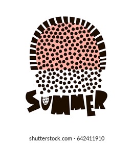 Summer conceptual background with watermelon.Vector modern illustration