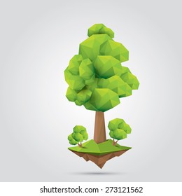 summer Conceptual polygonal geometric tree. Abstract vector Illustration, low poly style. Stylized design element. Background design for banner, poster, flyer, cover, brochure. Logo design.