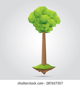 summer Conceptual polygonal geometric tree. Abstract vector Illustration, low poly style. Stylized design element. Background design for banner, poster, flyer, cover, brochure. Logo design.