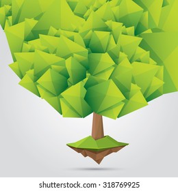 summer Conceptual polygonal geometric tree. Abstract vector Illustration, low poly style. Stylized design element. Background design for banner, poster, flyer, cover, brochure. Logo design.