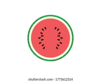 summer cool fruit. Fresh watermelon Slice Vector illustration isolated on white background.