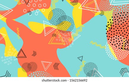 Summer Coral Texture. Honey 90s Composition. Aqua Geometric Ornament. Abstract Pattern. Baby Blue Flat Print. Amber Splash Template. Cool Cover.