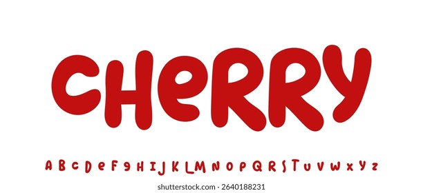 Summer Corn Grains, joyful lettering, cartoon rounded typography. Childish font for friendly logo headline of culinary recipe book, sweets, ice cream title. Food typographic design. Vector typeset.