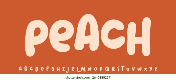 Summer Corn Grains, joyful lettering, cartoon rounded typography. Childish font for friendly logo headline of culinary recipe book, sweets, ice cream title. Food typographic design. Vector typeset.