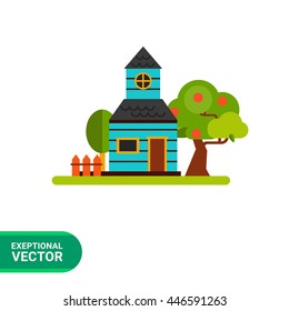 Summer Cottage Vector Icon