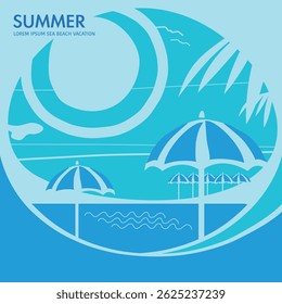 Summer cover, blue green tonality. Vector design