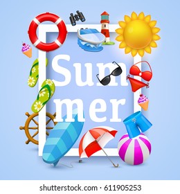 Summer cover design elements. Vector illustration background. Happiness concept.