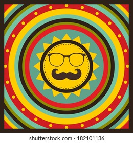 Summer cover with yellow sun. Vector colorful background.