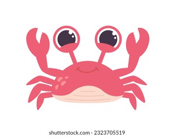 Summer crab vector concept. Representative of underwater world. Marine fauna, exotic and tropical animal with claws. Biology and zoology. Cartoon flat illustration isolated on white background