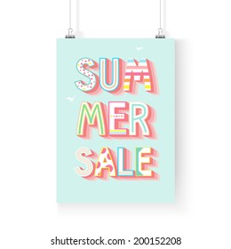 Summer creative letter poster. Vector background illustration