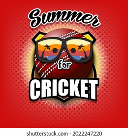 Summer cricket logo. Summer for cricket. Pattern for design poster, logo, emblem, label, banner, icon. Cricket template on isolated background. Vector illustration