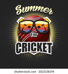 Summer cricket logo. Summer for cricket. Pattern for design poster, logo, emblem, label, banner, icon. Cricket template on isolated background. Vector illustration