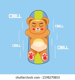 summer cute bear illustration on the beach