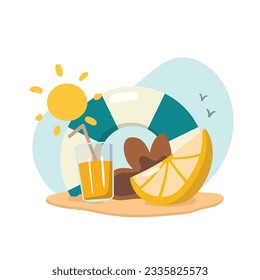 Summer cute concept design. Summer time. vector illustration