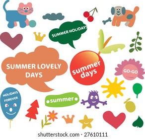 summer cute design elements - vector set # 12