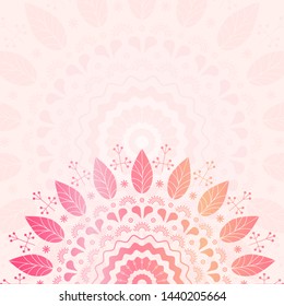Summer cute mandala background with place for text. Colorful abstract flower or sun symbol