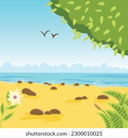 Summer cute nature landscape poster, summer nature and landscape poster, summer cute sunny landscape background