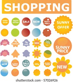 summer cute shopping stickers. vector