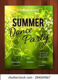 Summer Dance Party. Flyer, Poster template - Vector Design