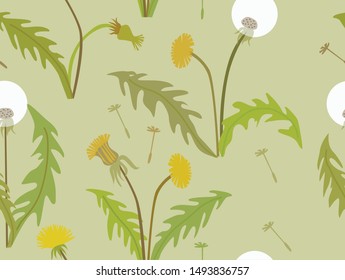 summer сute dandelion seamless pattern illustration