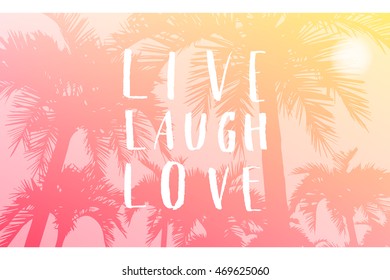 Summer day background with palm tree. Minimalistic multifunctional media backdrop. Vector. Editable. Summer dreams