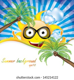 Summer day background vector with palms