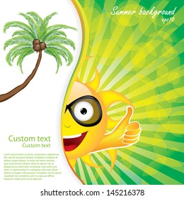 Summer day background vector with palms