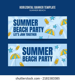 Summer Day - Beach Party Web Banner for Social Media Horizontal Poster, banner, space area and background