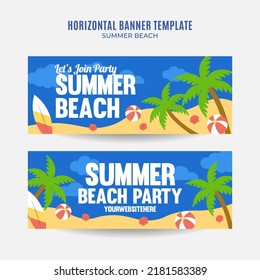 Summer Day - Beach Party Web Banner for Social Media Horizontal Poster, banner, space area and background