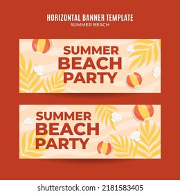 Día de Verano - Banner web de fiesta en la playa para afiches horizontales de medios sociales, banner, área espacial y antecedentes