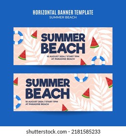 Sommertag - Beach Party Web Banner für horizontale Social Media Poster, Banner, Raum und Hintergrund