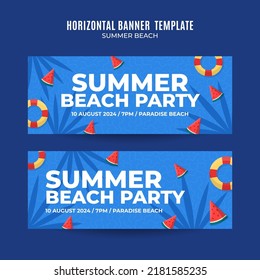 Summer Day - Beach Party Web Banner for Social Media Horizontal Poster, banner, space area and background