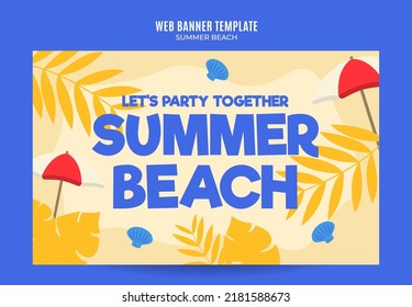 Día de Verano - Banner web de Beach Party para afiches de medios sociales, banner, área espacial y antecedentes