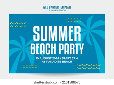 Día de Verano - Banner web de Beach Party para afiches de medios sociales, banner, área espacial y antecedentes