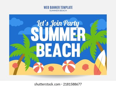 Summer Day - Beach Party Web Banner for Social Media Poster, banner, space area and background