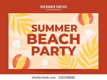 Día de Verano - Banner web de Beach Party para afiches de medios sociales, banner, área espacial y antecedentes