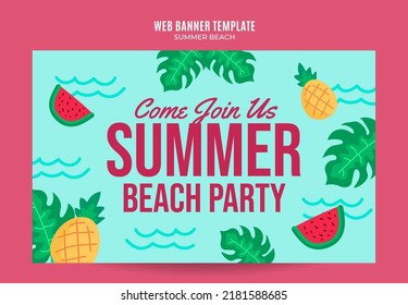 Sommertag - Beach Party Web Banner für Social Media Poster, Banner, Raum und Hintergrund
