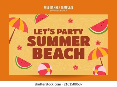 Summer Day - Beach Party Web Banner for Social Media Poster, banner, space area and background