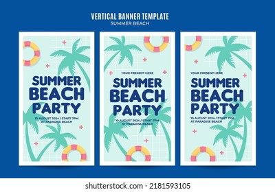 Summer Day - Beach Party Web Banner for Social Media Vertical Poster, banner, space area and background