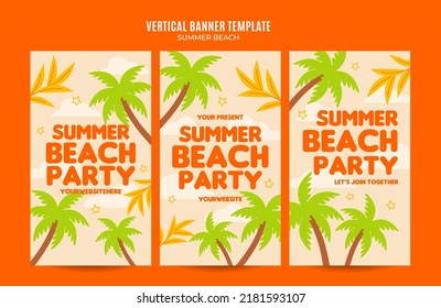 Summer Day - Beach Party Web Banner for Social Media Vertical Poster, banner, space area and background