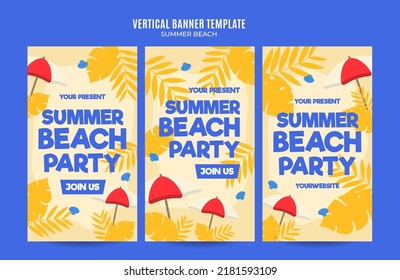 Summer Day - Beach Party Web Banner for Social Media Vertical Poster, banner, space area and background