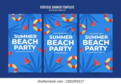 Día de Verano - Banner web de fiesta en la playa para afiches verticales de medios sociales, banner, área espacial y antecedentes