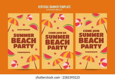 Sommertag - Beach Party Web Banner für vertikale Social Media Poster, Banner, Weltraum und Hintergrund