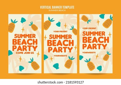 Summer Day - Beach Party Web Banner for Social Media Vertical Poster, banner, space area and background