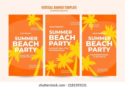 Summer Day - Beach Party Web Banner for Social Media Vertical Poster, banner, space area and background