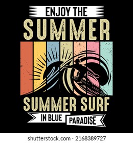 Summer day and beach typography vector t-shirt design, illustration, graphic element