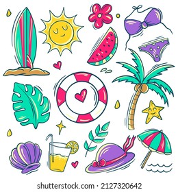 Juego de doodles de verano para su negocio o mercancía